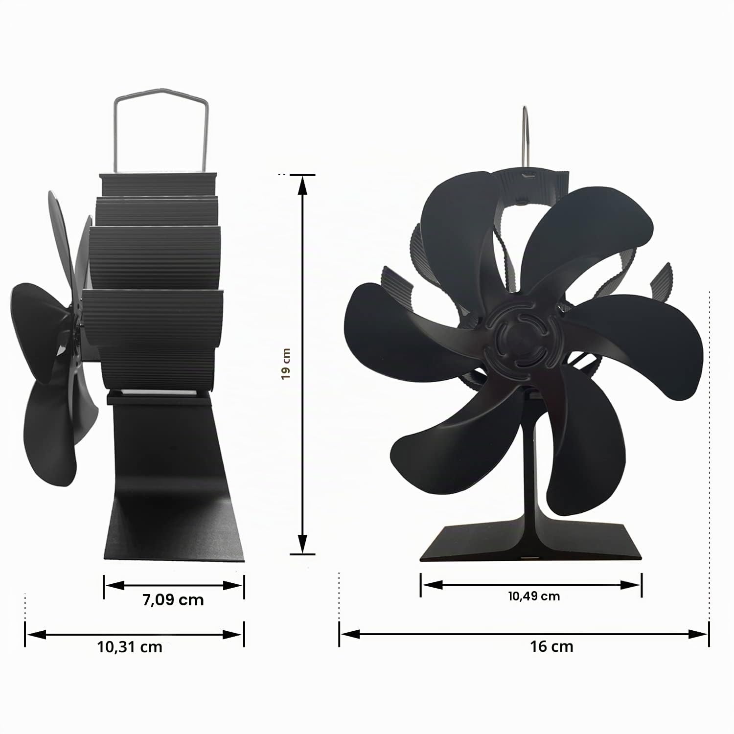 Ventilateur de Poêle à Bois à 6 Pales,Ventilateur de Cheminée,Ventilateur Sans Puissance,Ventilateur de Poêle à Chaleur