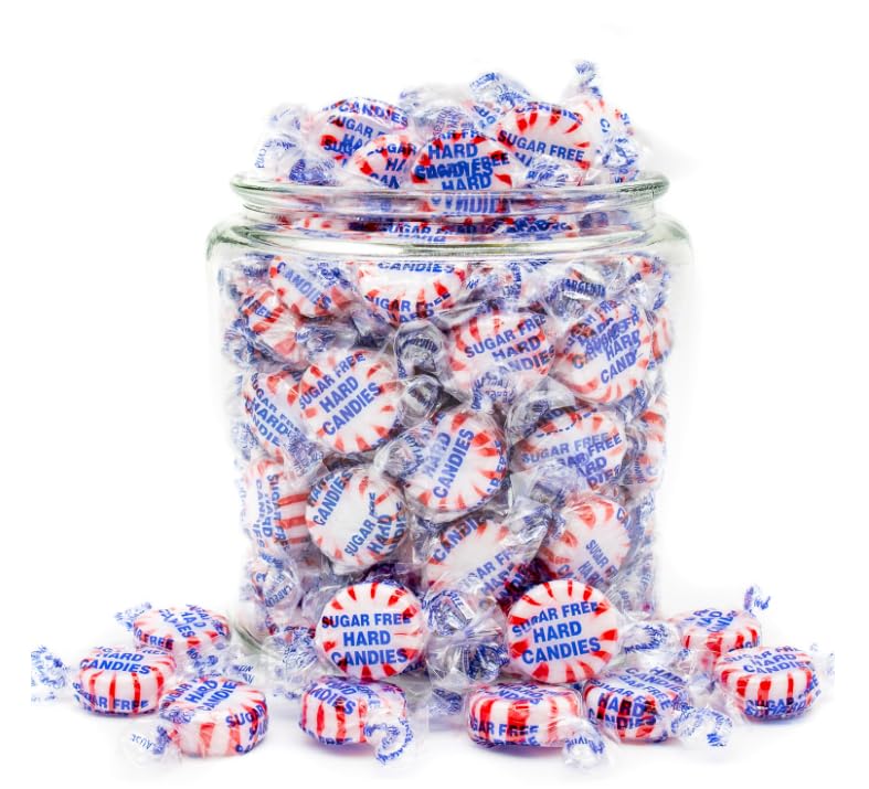 Idea Liftoff™ Sugar Free Peppermint Starlight Candy – 2 lb Bulk Bag Individually Wrapped | Peppermint Mints | Keto & Diabetic-Friendly | Sugarless Hard Candy