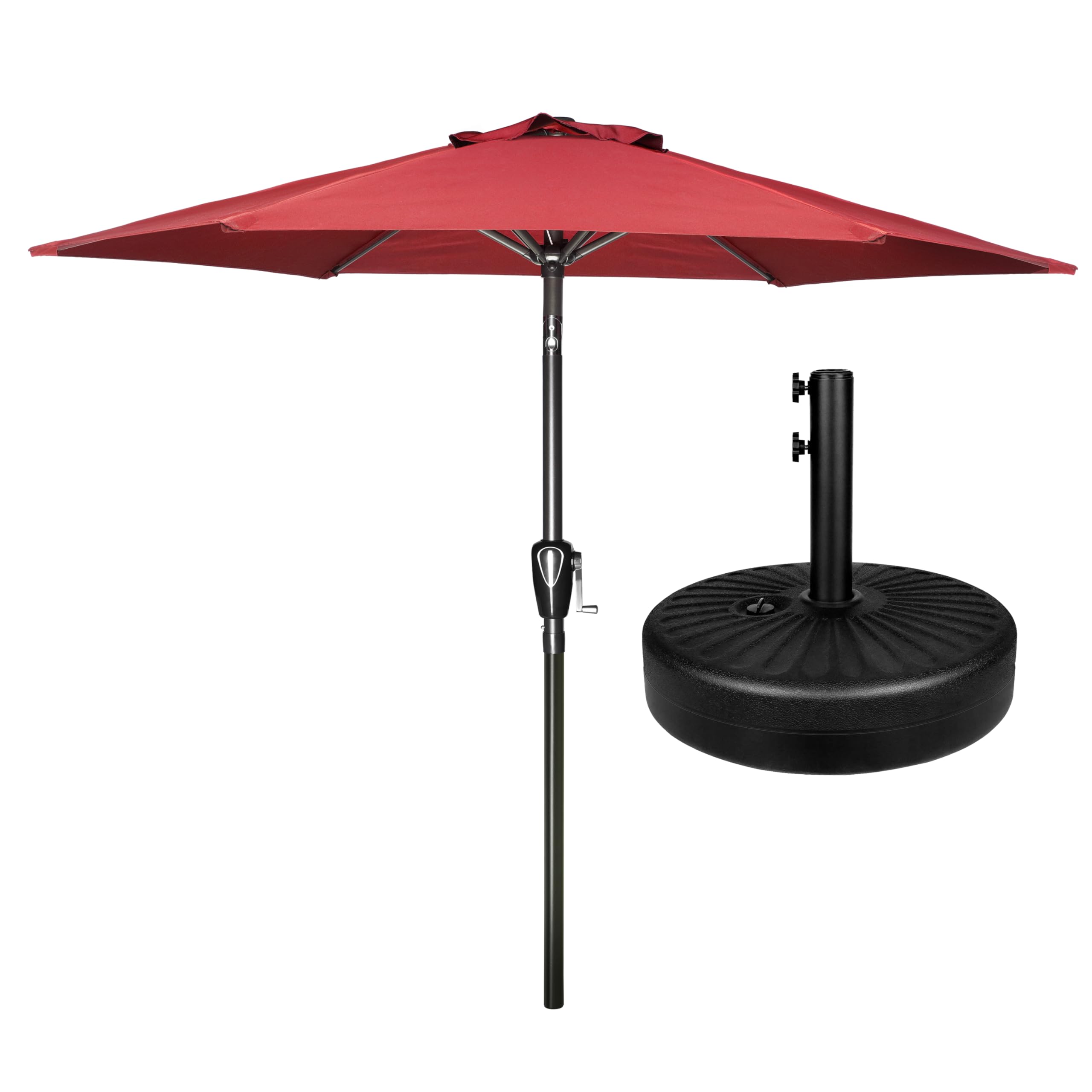 Simple Deluxe 7.5ft Patio Umbrella Outdoor Table Market Yard Umbrella with Round Umbrella Base Stand for Garden, Deck, Backyard, Pool, Red : Patio, Lawn & Garden