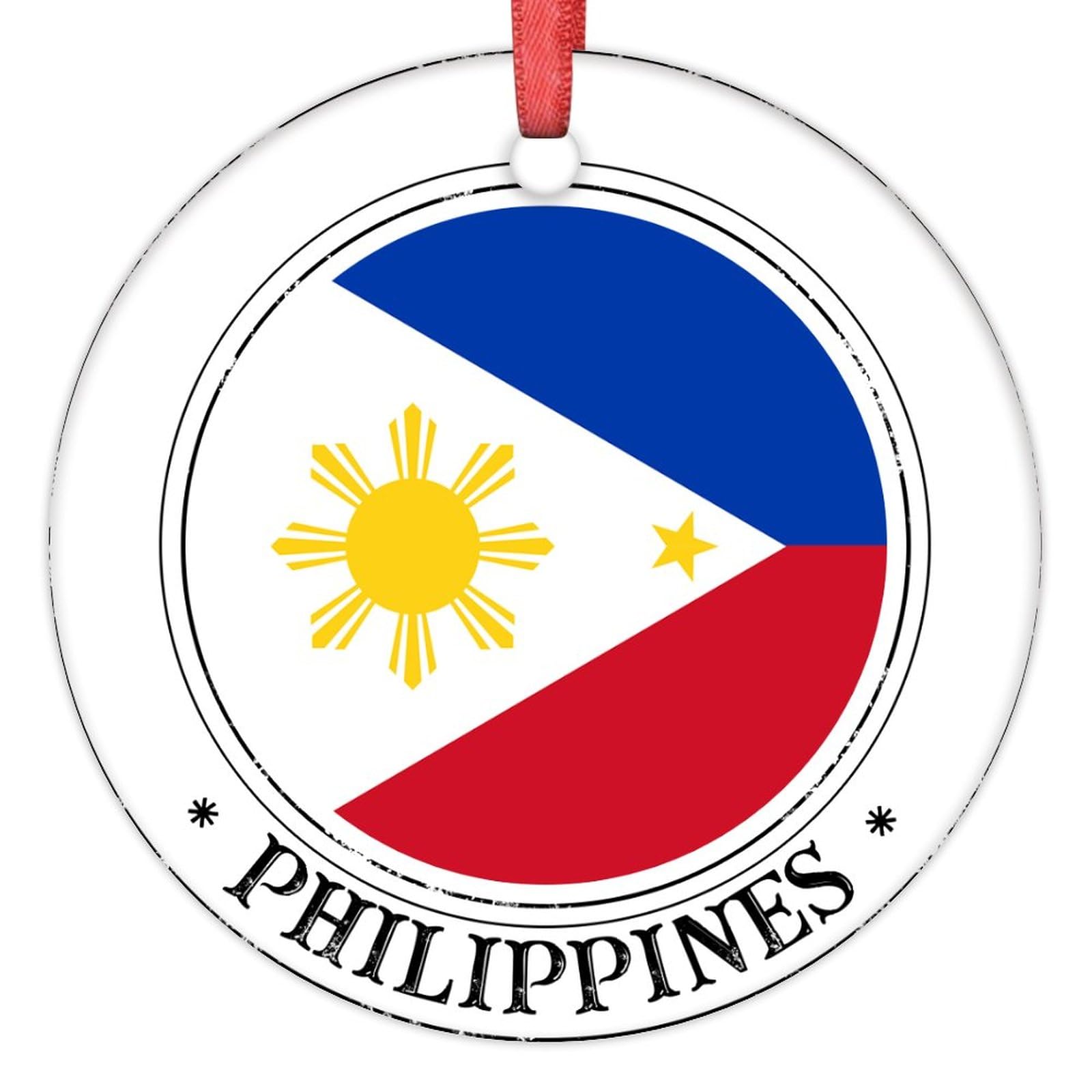 LITTLEGROVE SEEDS Philippines Christmas Ornaments 2023 Philippines Flag Christmas Decorations for Tree Country City Souvenir Unique Hanging Tree Ornament Merry Xmas for Family Friends