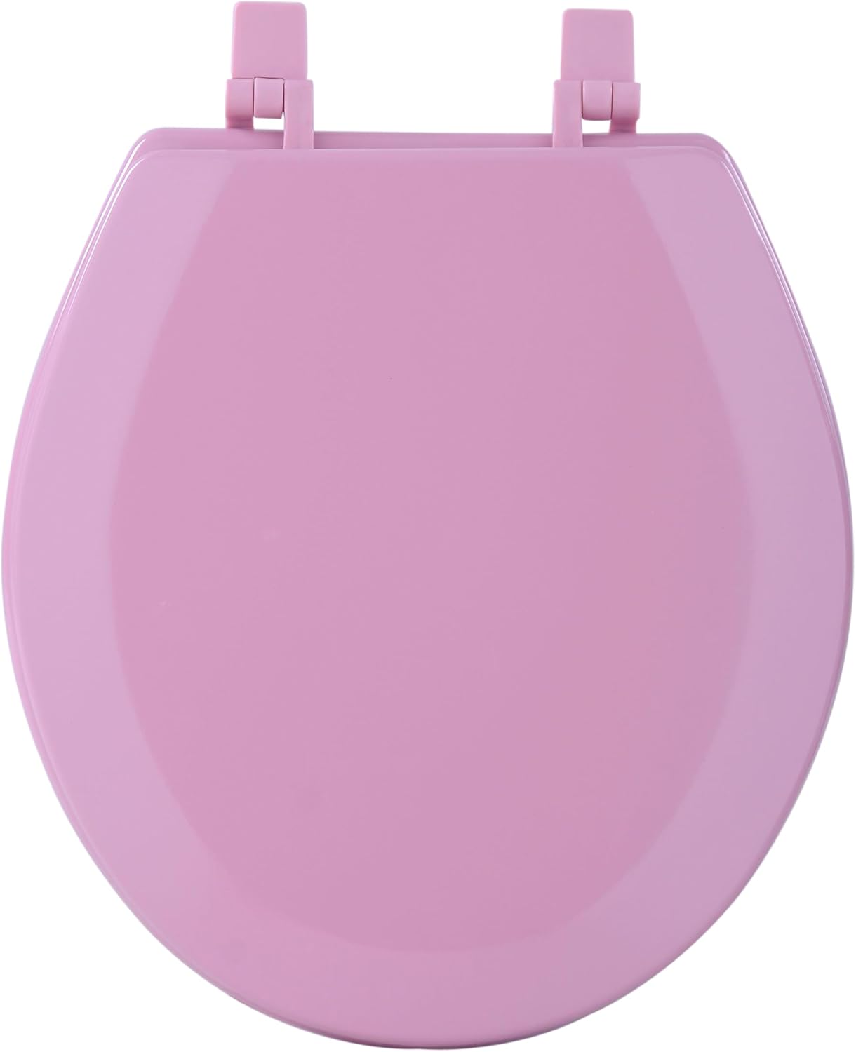 PowerSellerUSA Adjustable Hinges Round Toilet Seat, Wood Toilet Seats with Non Slip Grip Tight Bumpers, Standard Heavy Duty Wooden Bathroom Toilet Seat Close Lid Set, Pink