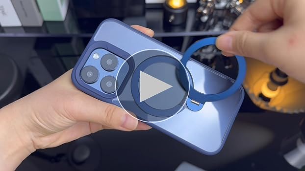 そ　iPhone 15 Pro ケース 半透明 リング　360℃回転　青 Amazon.co.jp: 【極限透明感！360°回転スタンド】Rosycover