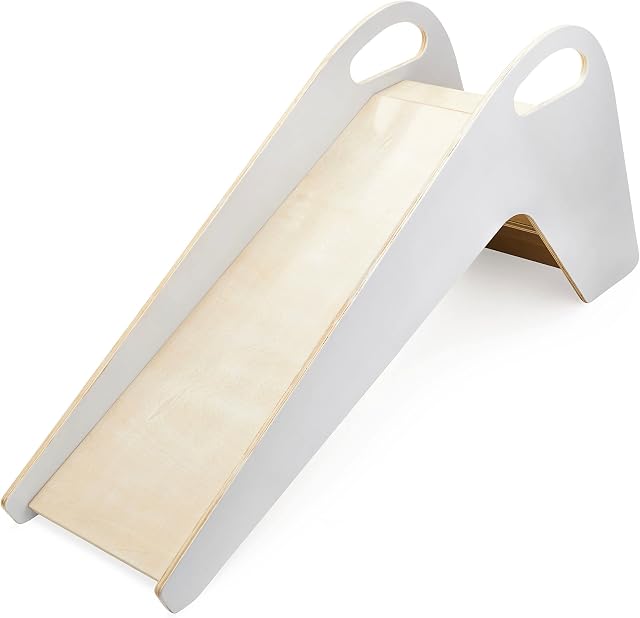 Mamabrum Wooden Slide for Children over 1 Year, Stable and Safe (up to 50 kg) for Home Use, Suitable for a Ball Pit, Indoor Wooden Slide for Living room and Children's Room, Indoor Slide Wood