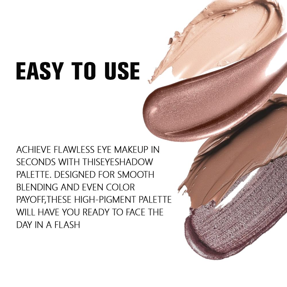 4 Colors Beige Nude Brown Pink Yellow Eye Shadow Powder Palette Makeup, Neutral Travel Matte Shimmer Creme QuadsEyeshadow Palette for Women Highly Pigmented Waterproof, paleta de sombras de ojos 01