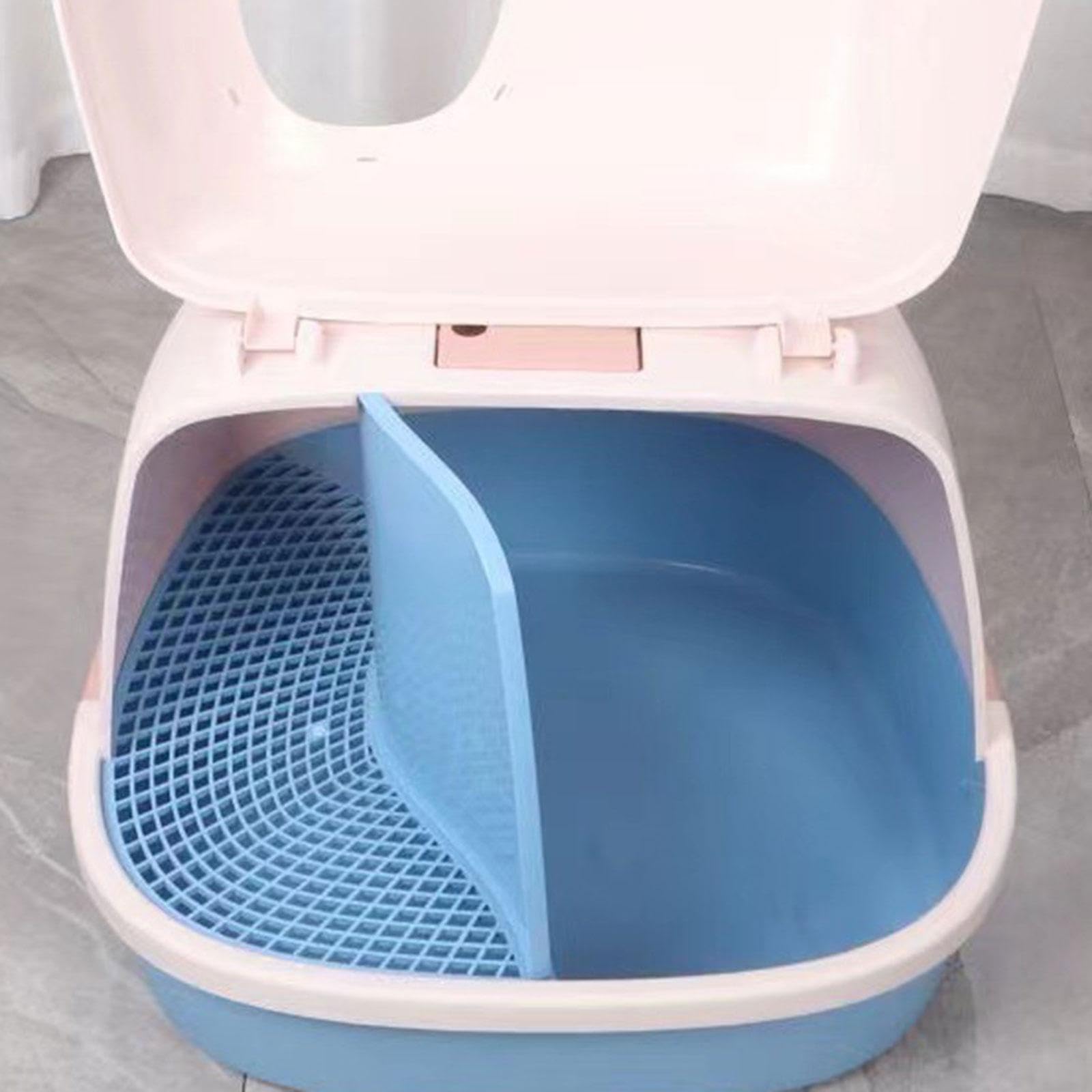 Katzenklo mit Eingang Vollständig Umhausete Katzentoilette Katzenstreu Box Haube Spritzschutz Aus PP Pflegeleicht mit Tür für Innenbereich Ka, Rosa