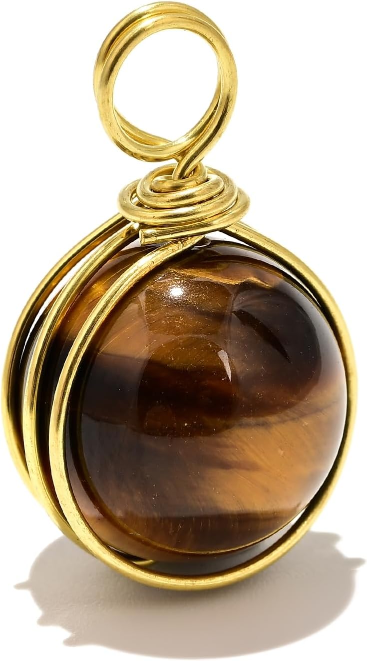 2Pcs/Set Mixed Gemstone Pendant for Men∣16mm Hollow Wrapped Ball - Healing Stone Jewelry Gift for Father's Day, Birthday, Christmas