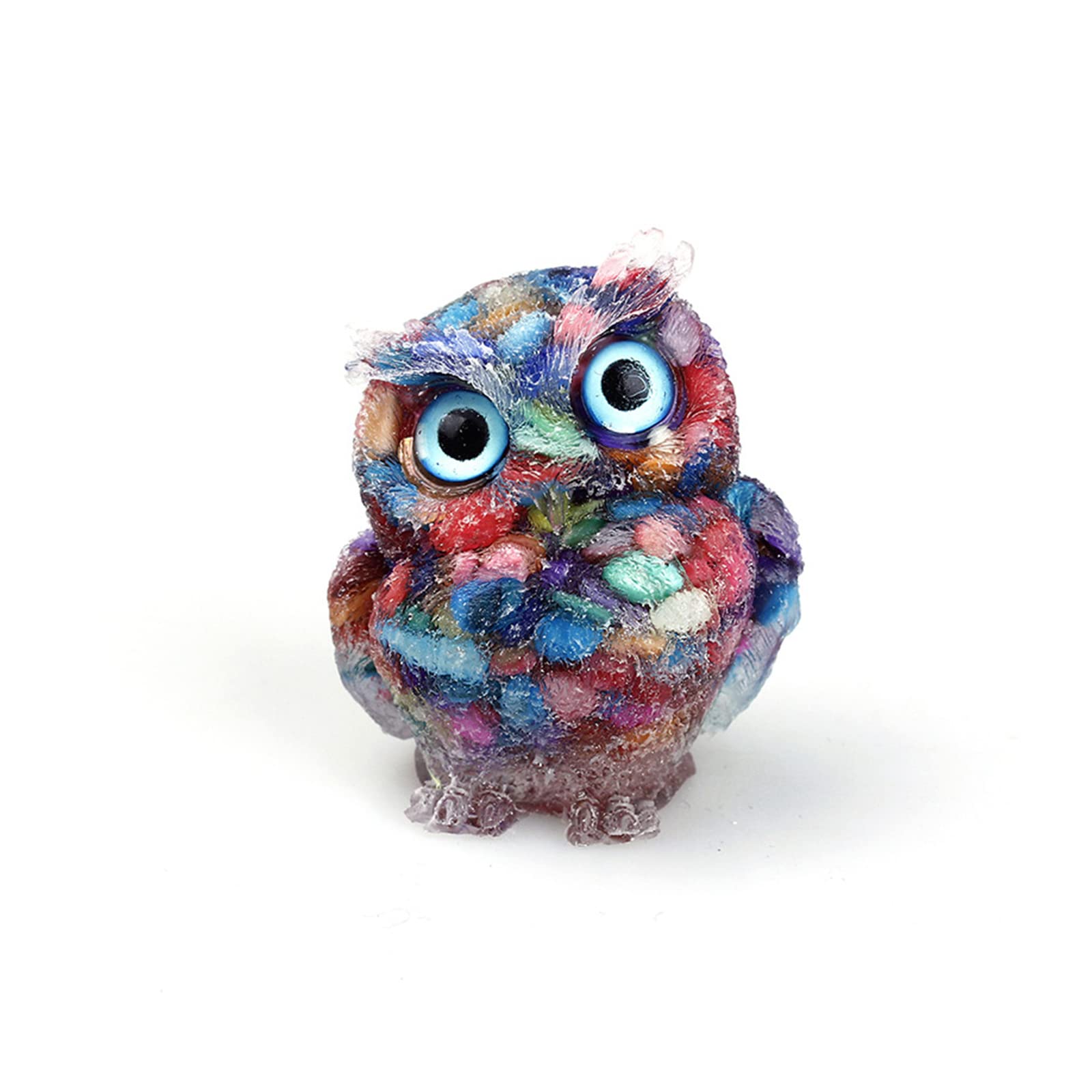 Camouflage Hand-Carved Natural Crystal Owl Statue, Reiki Healing Gemstone Animal Figurines Animal Carving Gemstone Statue Sculpture For Home Office Decoration Collectibles