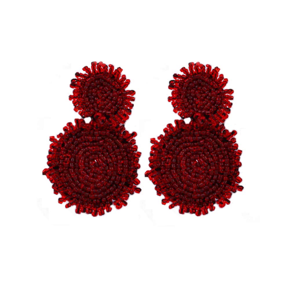 Joya GiftWomen Statement Drop Earrings Bohemian Beaded Round Earrings Idea Gift for Mom Sister Friends