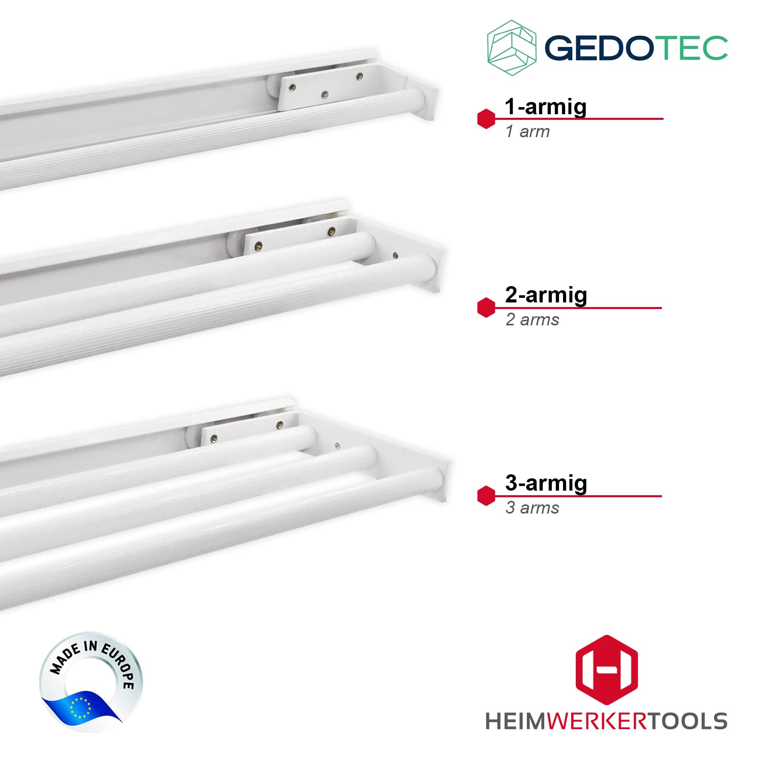 GedoTec Toallero extensible toalla tira-hacia fuera HOSTAL fabricado en aluminio blanco cubierto Toallero de barra 1-armig Longitud de instalación 443 mm Sostenedor de la toalla de té para Laterales &