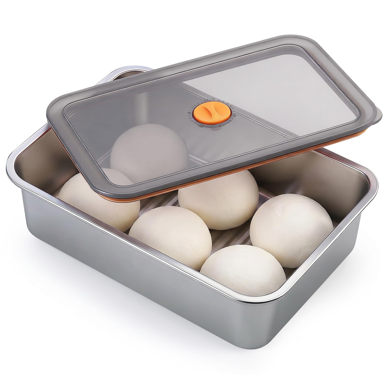 MICHIHOMIE Stainless Steel Pizza Dough Proofing Box with Lid Fits 4-6 Balls