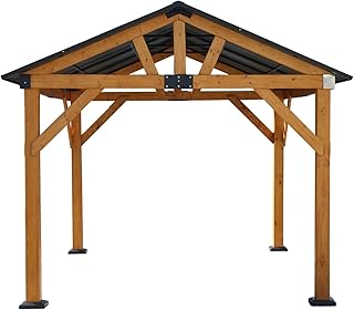 Fir Wood Carport Pavilion Gazebo with Galvanized Steel Roof