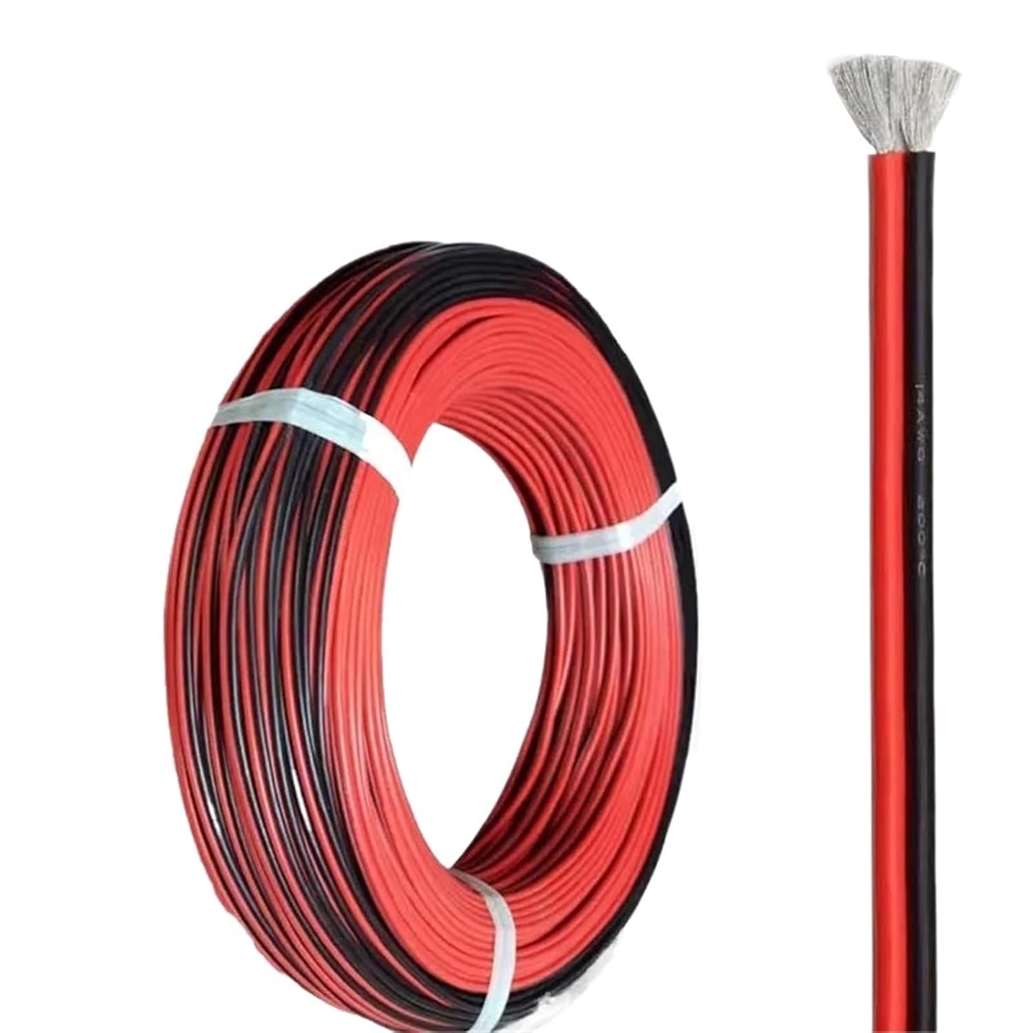 2Pin Silicone Cable 5m 10m 20m 50m Red Black Electrical Wire 20 22 24 26 AWG Super Soft Power Cable for Motor Battery Inverter(10M_22 AWG)