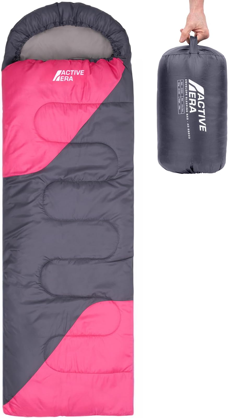 Active Era Professional 300 Warm Mummy Sleeping Bag - 300 GSM Double Layer Filling - 3-4 Season for Camping, Hiking, Outdoors (Blue) (Blue, Mummy)