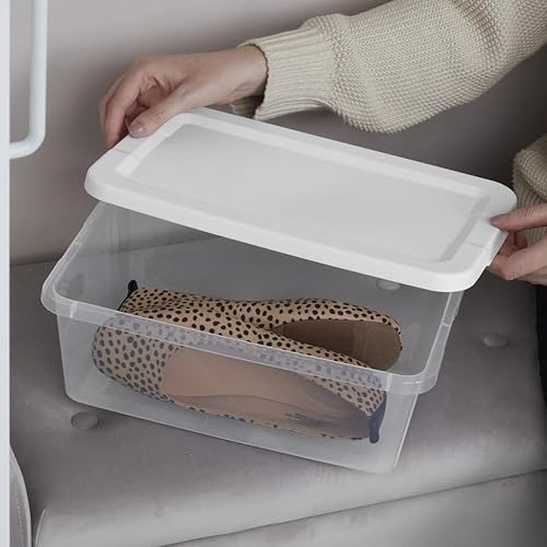 Miniatura 5 de Paquete de 10 cajas de almacenamiento de plástico transparente de 6 cuartos de galón con tapa a presión, contenedores de almacenamiento apilables