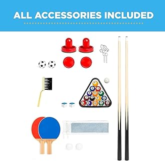 4 in 1 Multi Game Table,Combo Game Table for Kids Pool Table, Foosball Table,Table Tennis Table,Air Hockey with All Accessory Great Gift for Kids (4ft,)