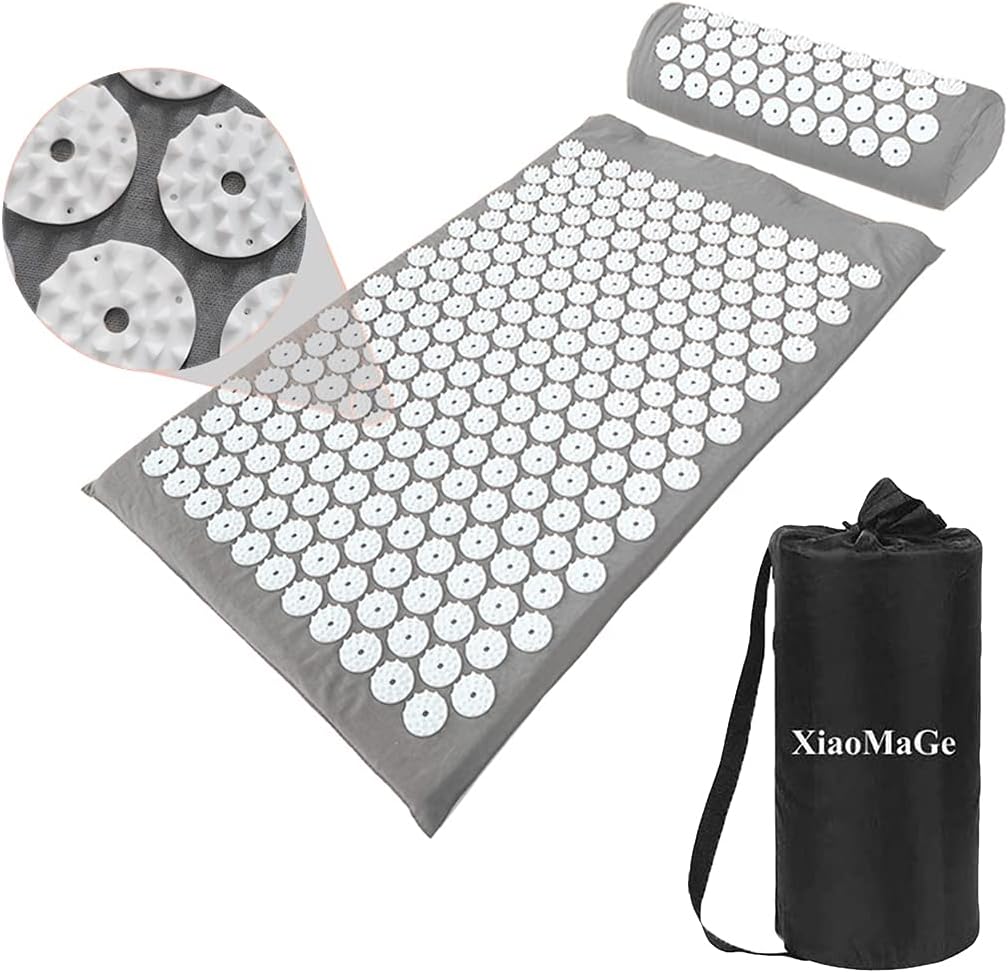 XiaoMaGe Acupressure Mat and Pillow Set with Bag - Large Size 28.7 X 16.5 inch Massage Body Acupuncture Mat - Naturally Relax Back, Neck and Feet Muscles - Stress and Pain Relief (Purple) : Health & Household