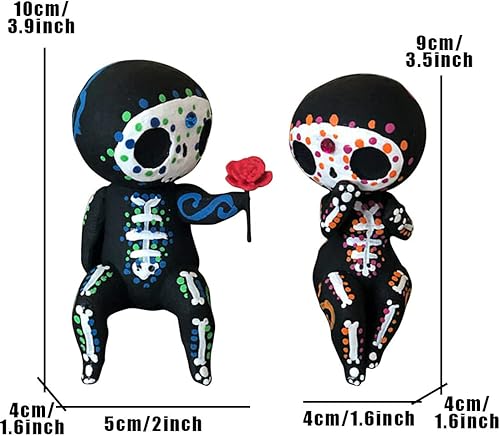 Miniatura 10 de greitenty Decoración del día de San Valentín, figura de calavera de azúcar, estatua para parejas, lindo esqueleto mexicano de Halloween Día de los