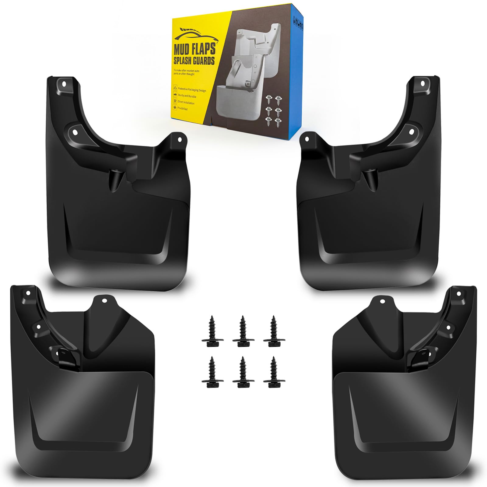 Mud Flaps Fit for Toyota Tacoma 2016-2023 (with Fender Flares), It Fits Models with Fender Flares Only, for Four Seasons Protection, No Drilling Required W/Fastener Clips, Front and Rear 4PCS