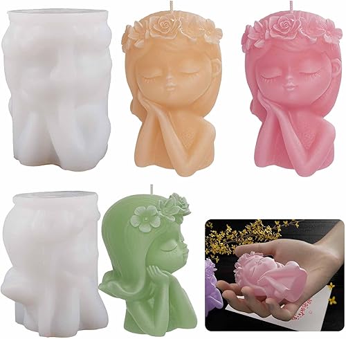 Molde de rosa para niña, molde para diadema de rosa, molde de vela para niña, molde de fundición de resina, moldes de silicona para velas para