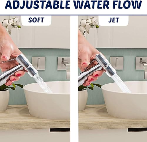 Miniatura 4 de Pulverizador de bidé de mano de acero inoxidable, plateado moderno, montaje en pared, ahorra agua, diseño ergonómico, perfecto para limpieza del