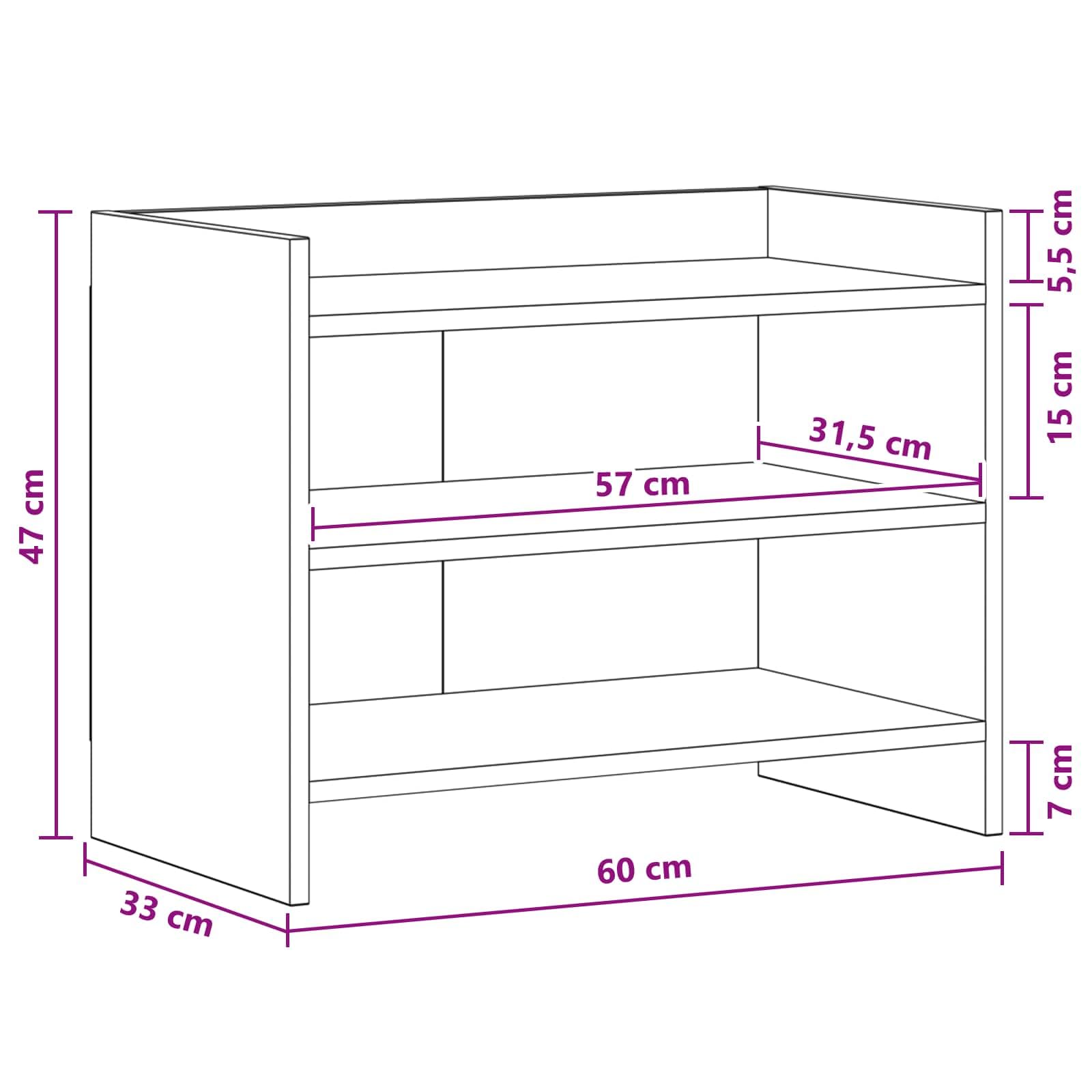 Mobile TV 60 x 33 x 47 cm, bianco, con 2 scomparti