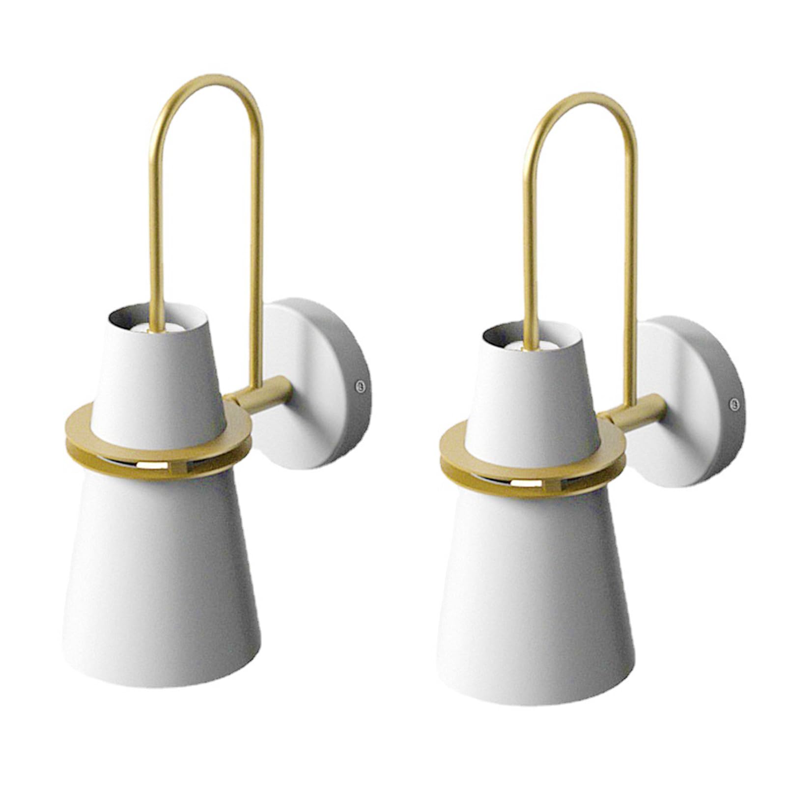 LFsem 2 Pack of Metal Wall Lamp,Modern Nordic Simple Wall Light in Gold Finish, Indoor Wall Sconce for Bedside Corridor Salon(White)