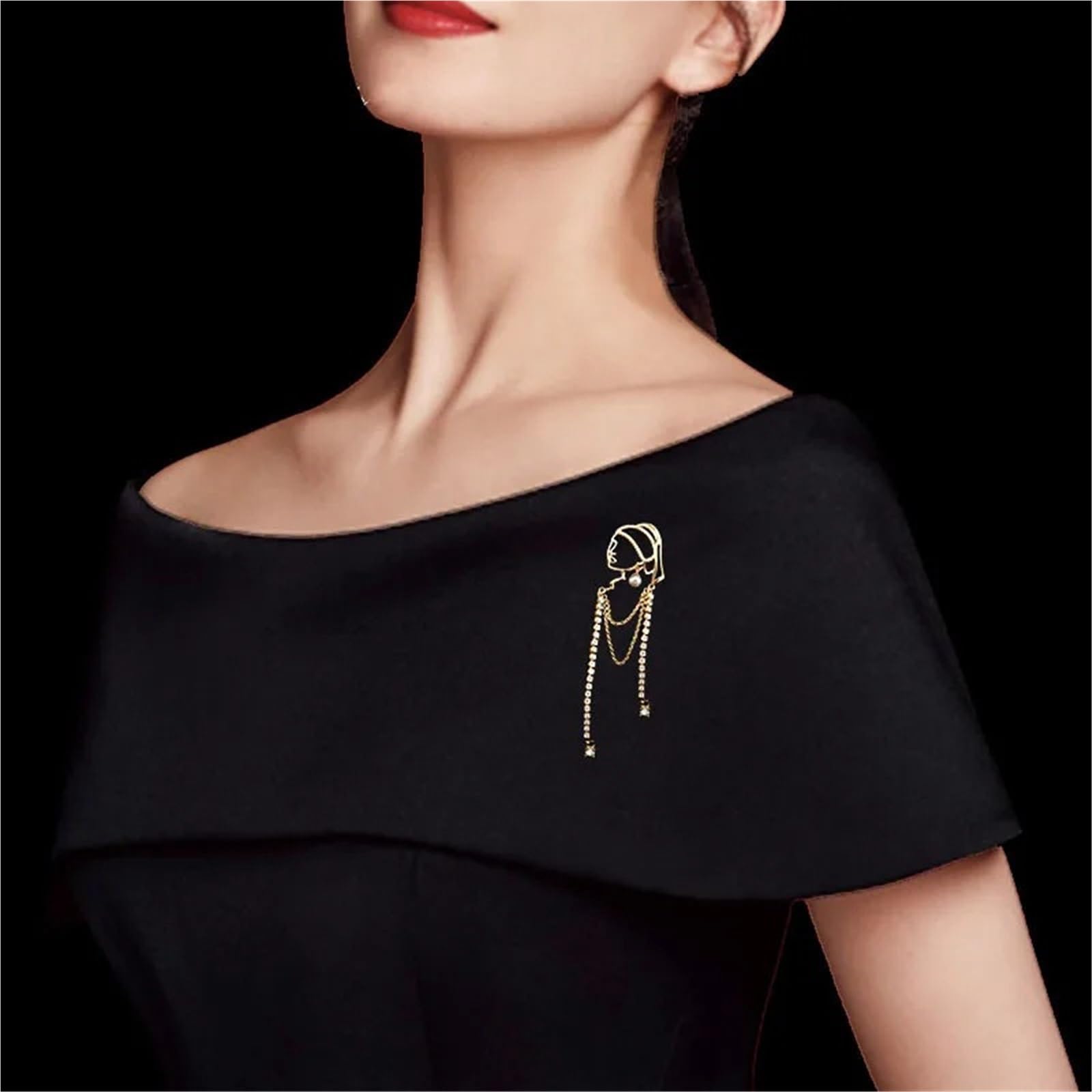 Brosche Kragen Kette 1Pcs Simple Chain Decor Suit Brooch