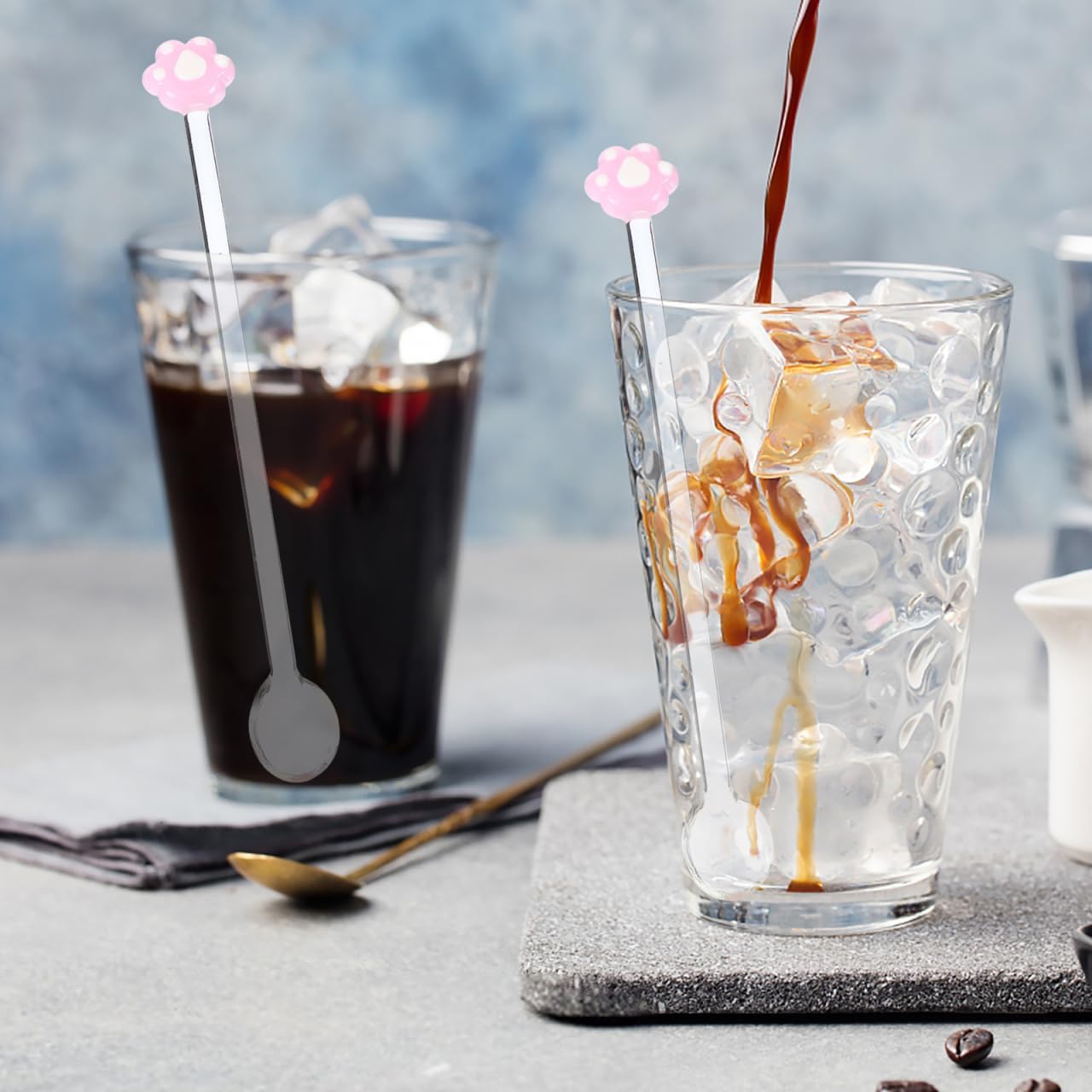 Glass Swizzle Stick and Spoon 6.69In Reusable Cocktail Stirrers and Mixing Spoon Set for Coffee Tea Bar Drinks Home Parties and Beverage Mixing