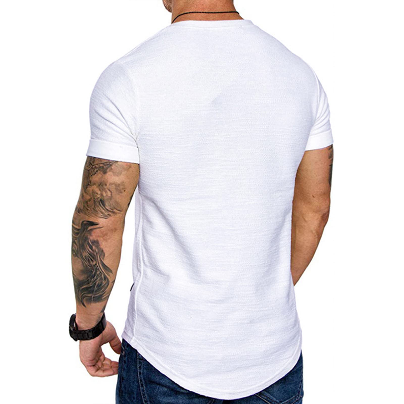 T-shirty z okrągłym dekoltem z krótkim rękawem czysta bawełna męskie rozciągliwe ponadwymiarowe szybkoschnące T-shirty oddychające wygodne