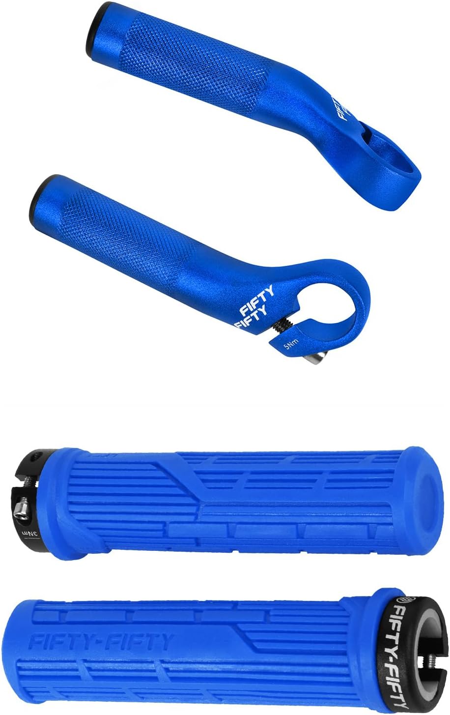 FIFTY-FIFTY Bike Bar Ends, Mountain Bike Handlebar Ends,Mountain Bike Grips, Single Lock-on MTB Handlerbar Grips, Soft and Comfortable, Non-Slip Locking Bicycle Handle
