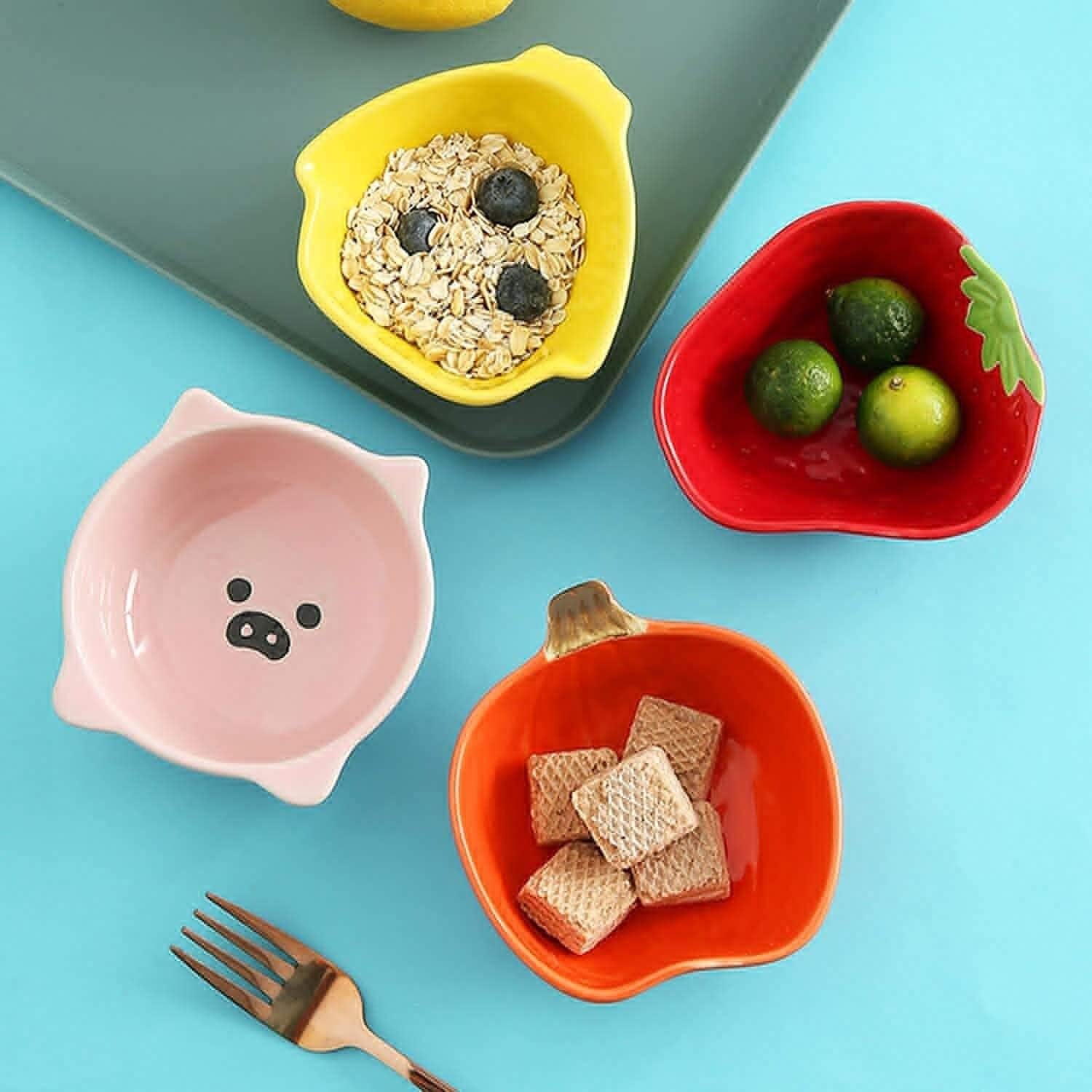 sauce dishes Seasoning Dish Dip Bowls Set Exquisite Fruit Shape Soy Sauce Dish Multipurpose Ceramics Side Dish Bowl 2 Packs Seasoning Dishes Soy Dipping Sauce Dishes Sauce Plates seasoning dish (A)