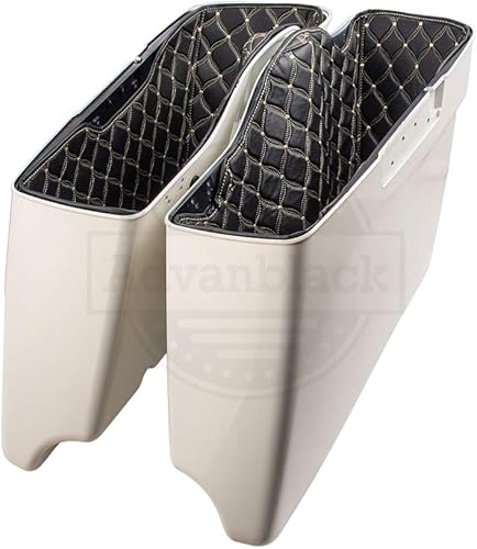 Vista 30 de Us Stock Moto Onfire - Forro para bolsa, costuras beige, insertos de alforjas estiradas para Harley/Moto Onfire 2014+, motocicleta del mercado