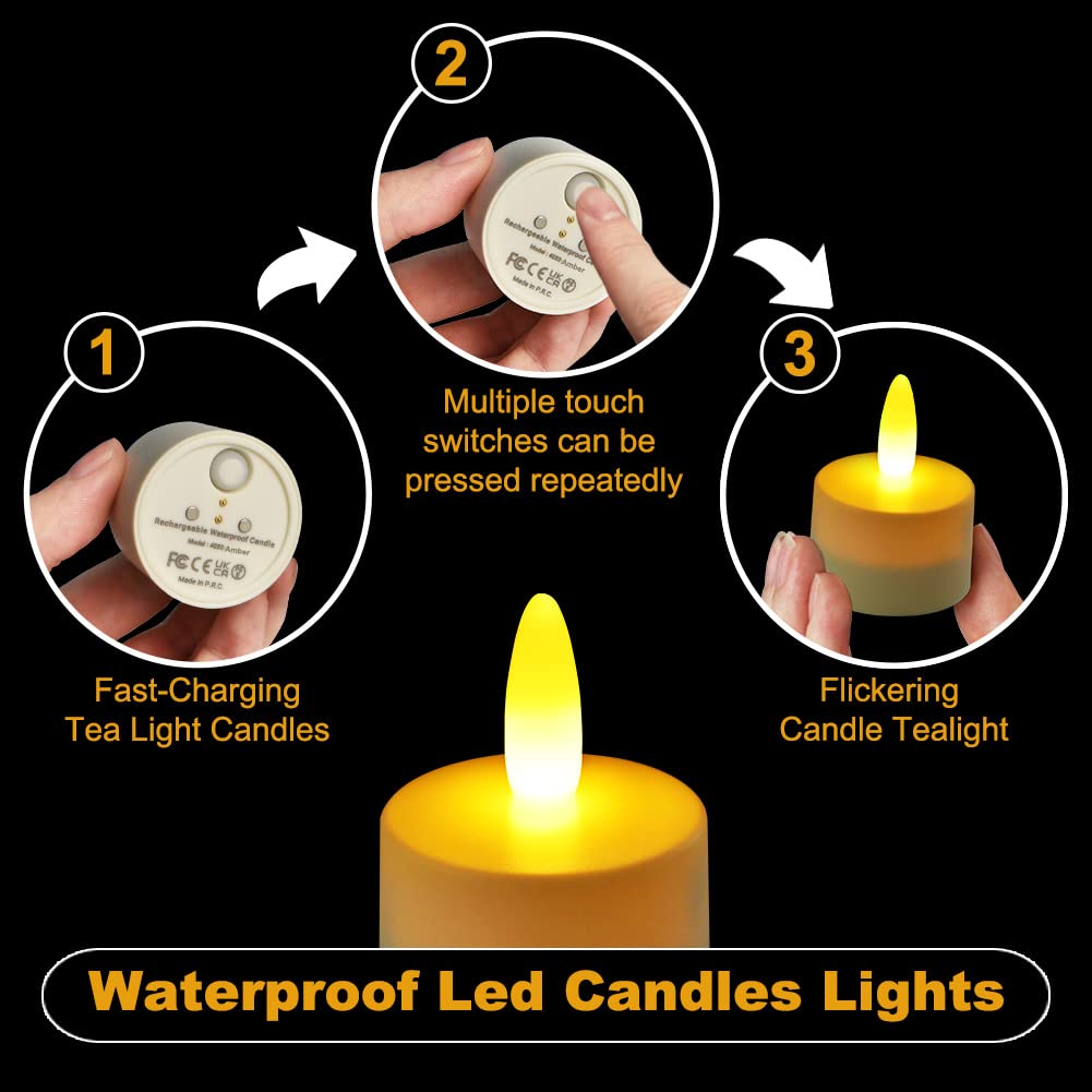 idyl light Candela a LED Senza Fiamma con Telecomando, luce da tè ricaricabile a led Candela tremolante, Funzione Timer, per Decorazione di Casa Camera Natale Partito Matrimoni Compleann(6 pezzi)
