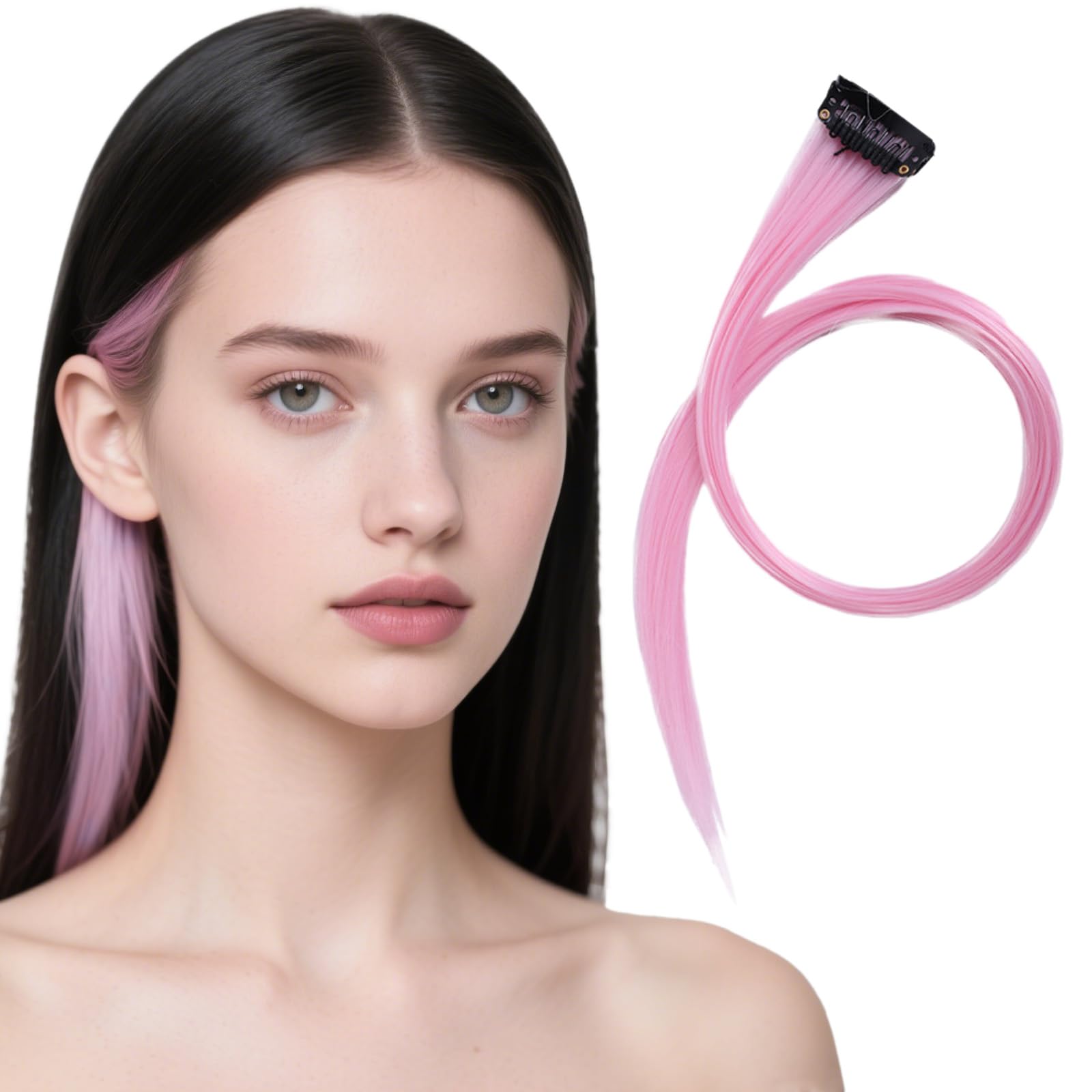 AYNKH 40 PCS Wig Pieces, Hair Extensions,Wig Extensions, Hanging Ear Dyed Hair Pieces