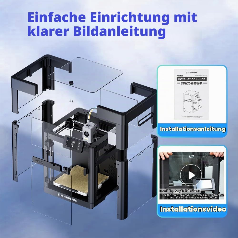 Flashforge Gehäuse Bausatz für AD5X 3D-Drucker | DIY Enclosure mit Panels & Schrauben, Ermöglicht sicheres & leises Drucken, ABS, ASA, PC Filament