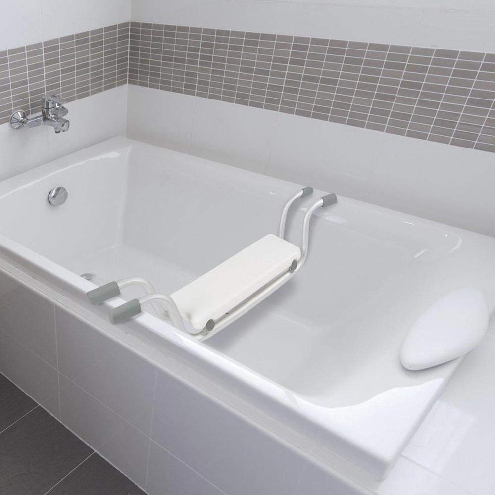 Bakaji - Silla Taburete para bañera, Asiento de Apoyo para Personas Mayores, de Acero y plástico, con Patas Antideslizantes, instalación Borde de la bañera, Capacidad máxima de 150 kg