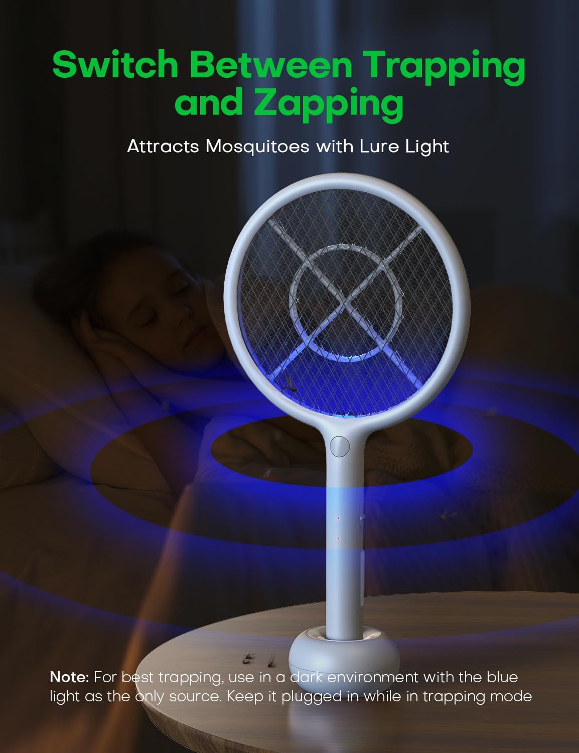 AROEVE Electric Fly Swatter in automatic trapping mode