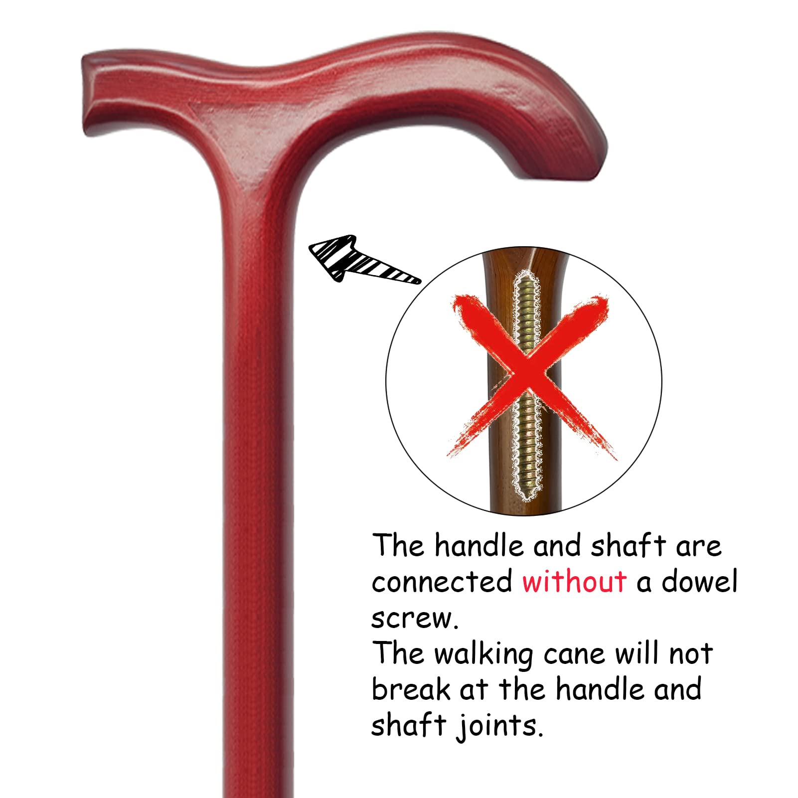 FLYDRUM Bastón de madera para hombres y mujeres, bastón de madera de una sola pieza, bastón de madera de 36 pulgadas para hombres y mujeres, bastón de madera ergonómico para personas mayores