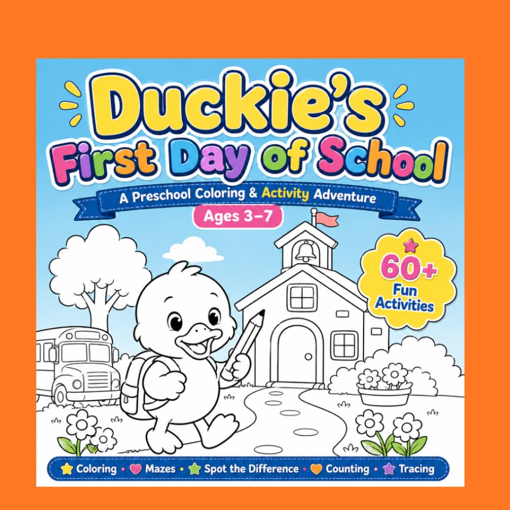 Duckie's First Day of School : Duckies Adventures: A Preschool Coloring & Activity Adventure for Ages 3–7