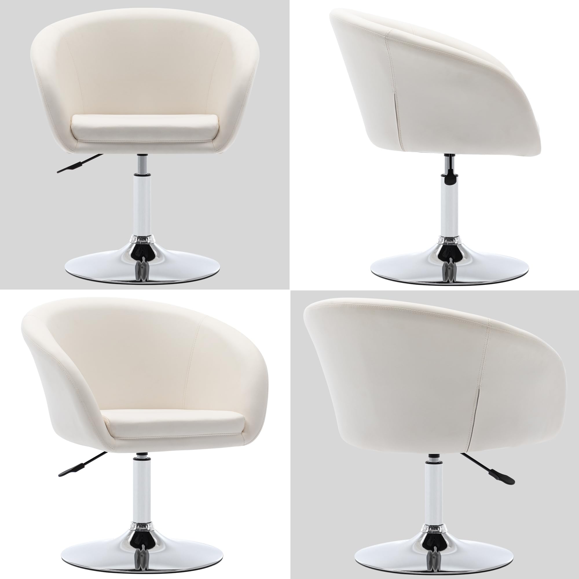 Duhome Sedia da trucco regolabile in altezza, in ecopelle, girevole, da cocktail, con bracciolo, per soggiorno, sala da pranzo, camera da letto, colore: bianco