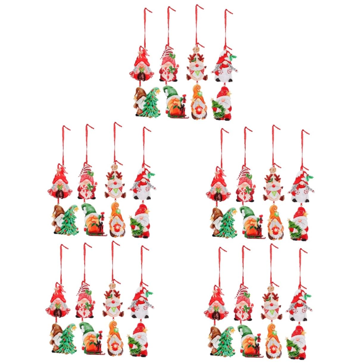 PartyKindom 5 Sätze Weihnachtsdeko Weihnachts Anhänger Künstliche Weihnachtskränze Weihnachtsbaumdekoration Weihnachtsmann-Ornamente Weihnachtszwerg Hängende Ornamente Harz 8 Stück * 5