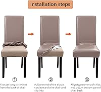 Vista 56 de YISUN Fundas para sillas de comedor, de piel sintética maciza, impermeable y resistente al aceite, funda protectora para silla de comedor
