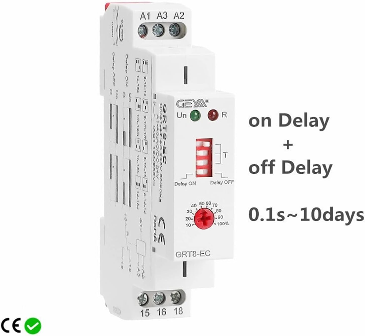 GRT8-EC 10A Dual Function Timer Relay on Delay or Off AC220V/DC24V AC380V Time CE CB(GRT8-EC AC380V)