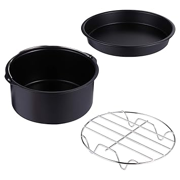 Hemoton 3pcs 6 inch Air Fryer Accessories Dishwasher Safe Nonstick Coating Deep Fryer Accessories Set