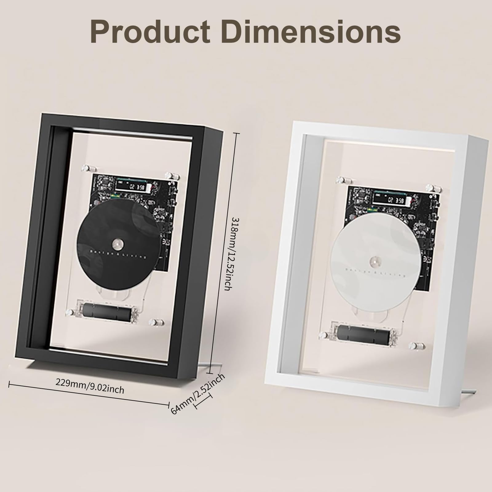 Lettore CD da parete Bluetooth 5.0 con telecomando, uscita AUX, display fotografico, perfetto per la decorazione di casa e ufficio, senza altoparlanti integrati per gli amanti della musica