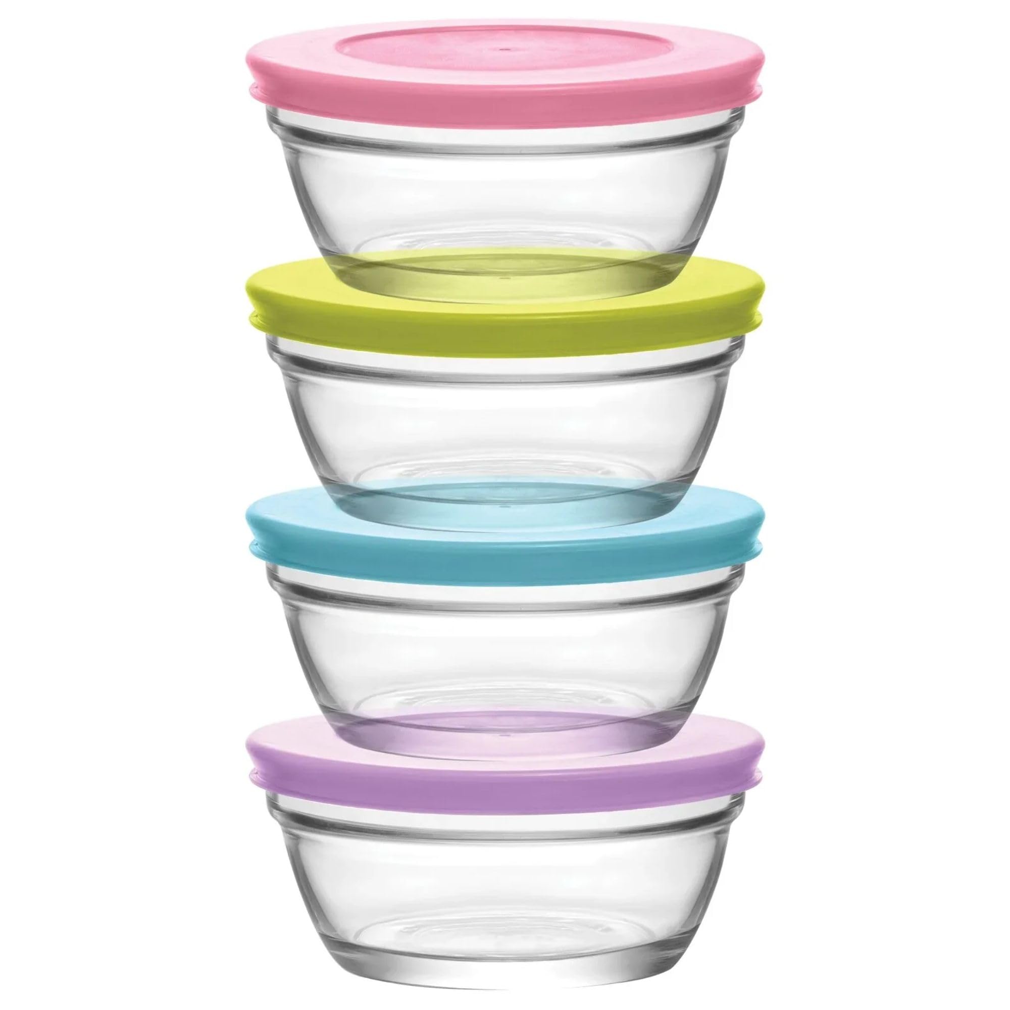 vienberg 8tlg Glasschalen Set mit Deckel | 250ml | Glasschüssel Set | Aufbewahrungs-Glas