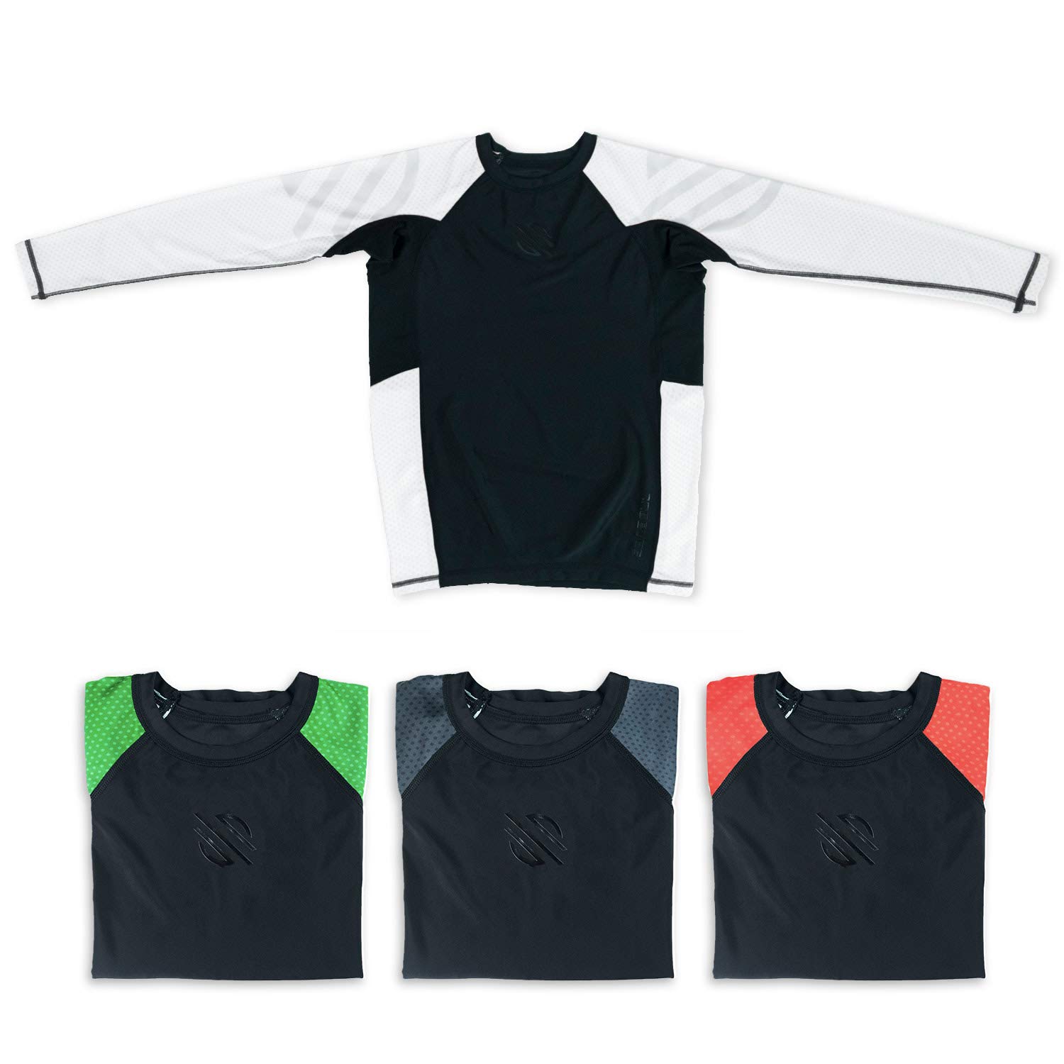 Sanabul Kids Essentials Long Sleeve Training Rash Guard for MMA BJJ Wrestling - White - Medium