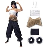 Anime Inosuke Female Cosplay Costume Set Crop Tops Pants Apron Outfit for Party Halloween