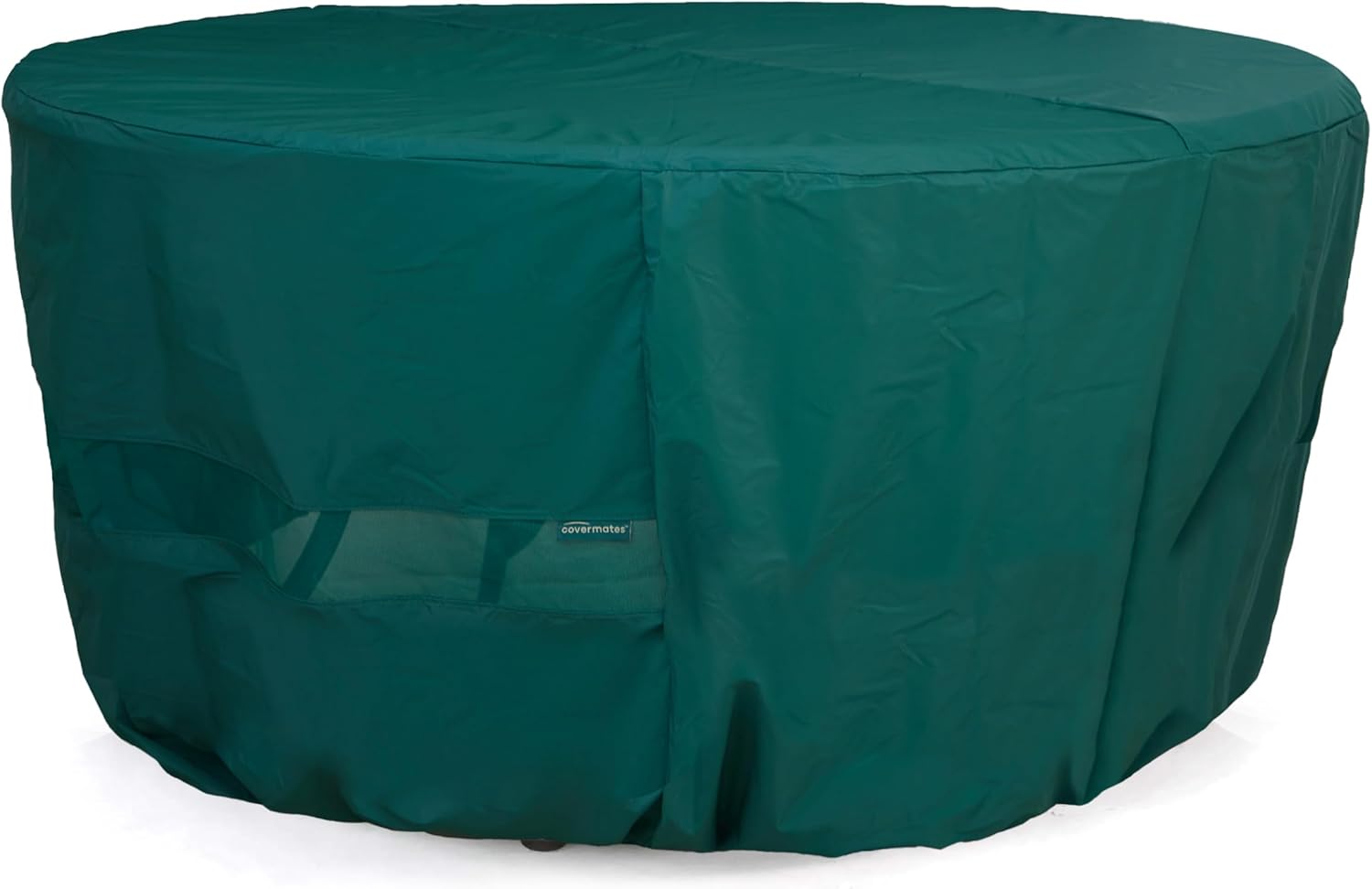 Covermates Classic Round Accent Table Cover – 12-Gauge Vinyl with Water-Resistant Polyester Lining, Mesh Vent & Elastic Hem for Outdoor Patio Table Protection, 36DIAMETER x 25H, Green