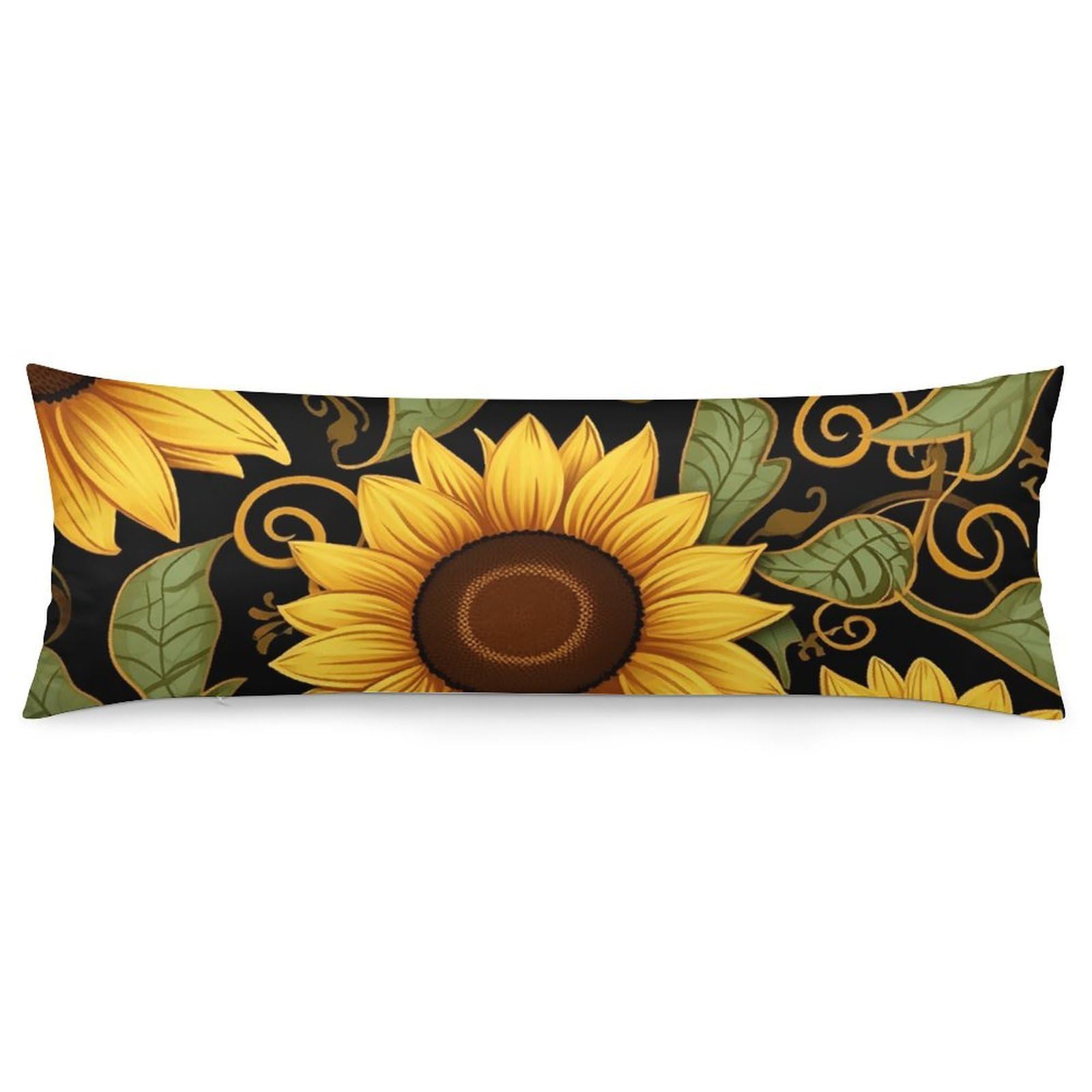 2 Pack Pillow Cases for Hair and Skin, Soft Breathable Pillow Case Covers with Hidden Zipper, Beautiful Sunflower Pillowcase 20"x54" Pillow Covers for Sleeping Gift